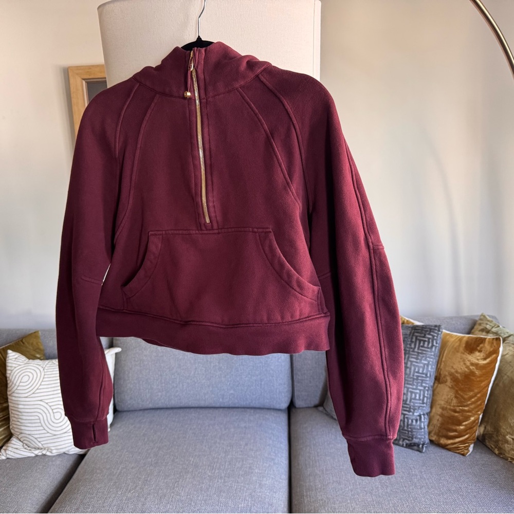 Lululemon Scuba Oversized Half Zip Hoodie garnet and gold